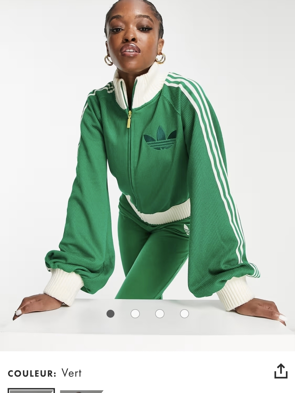 Adidas Green Ribbed Track Jacket with White Trim - HERITAGE